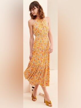Anthro Lost + Wander Cali Dreaming Floral Halter Midi Dress M